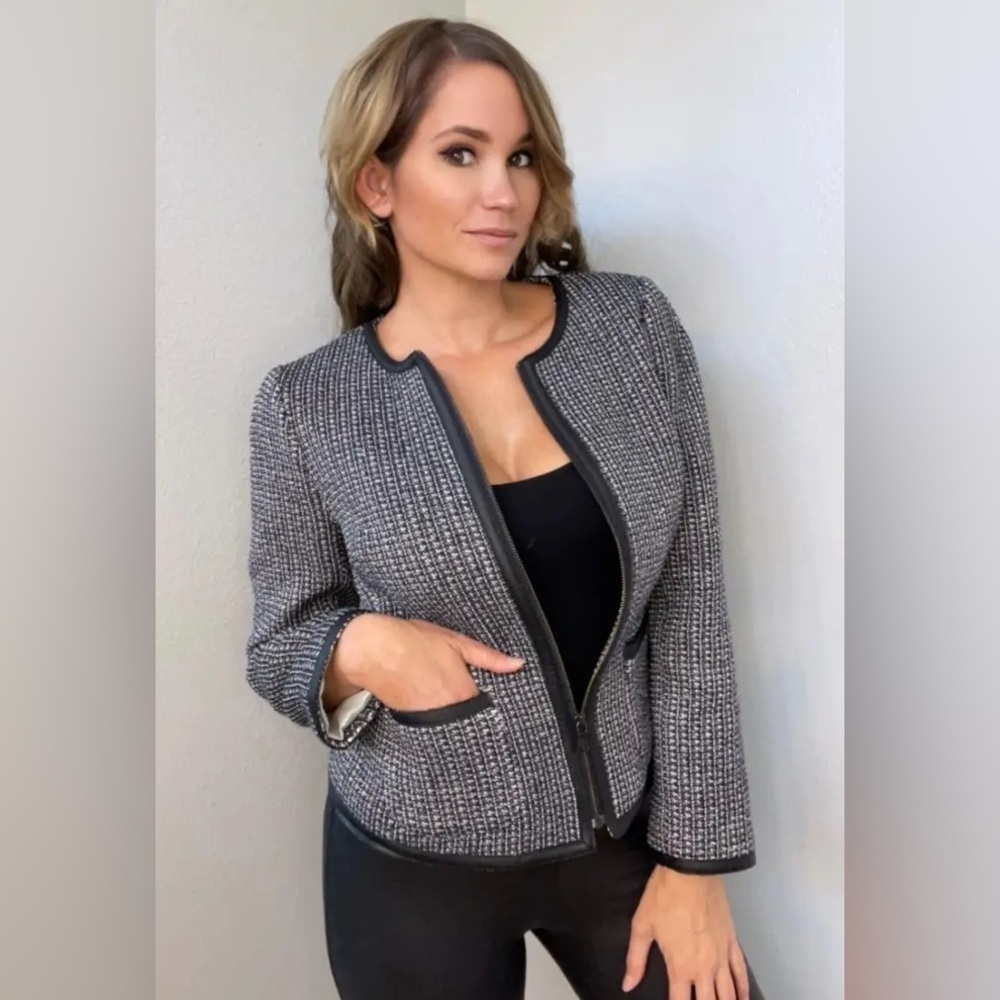 NWT Banana Republic Tweed Faux Leather Jacket - Picture 3 of 15